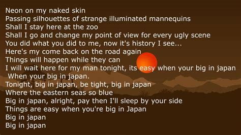 big in japan traduction|big in japan lyrics.